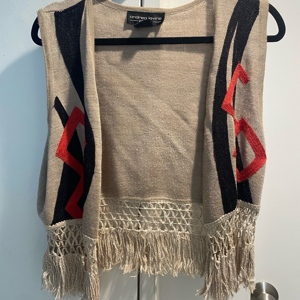 Knitted fringe vest